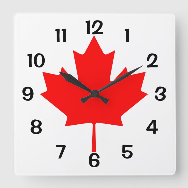 Reloj Cuadrado Hoja de Arce Rojo de Canadá (Anverso)