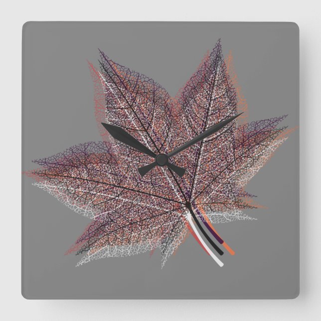 Reloj Cuadrado Hoja de invierno (Anverso)