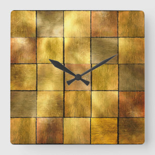 Reloj Cuadrado Hoja de Oro