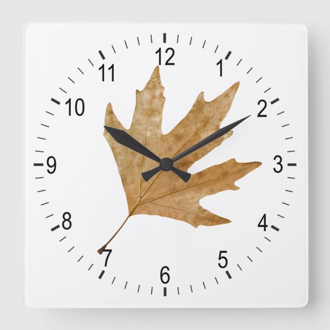 Reloj Cuadrado Hoja de otoño (Anverso)