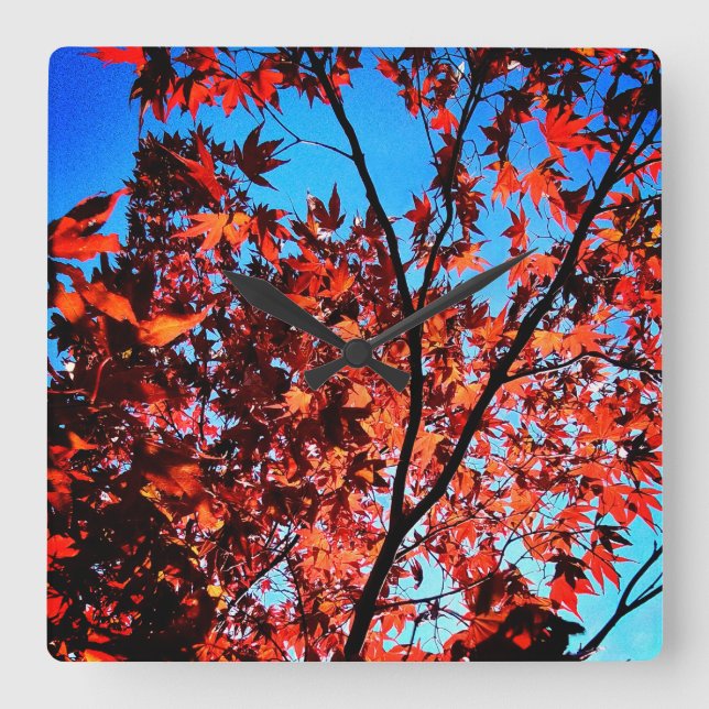 Reloj Cuadrado Hojas de color (Anverso)