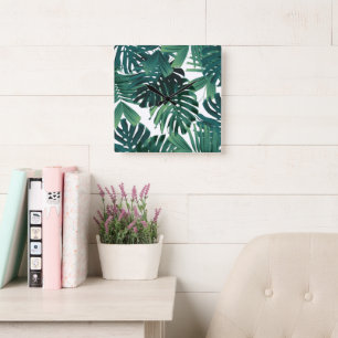 Reloj Cuadrado Hojas de jungla tropical Monstera 1