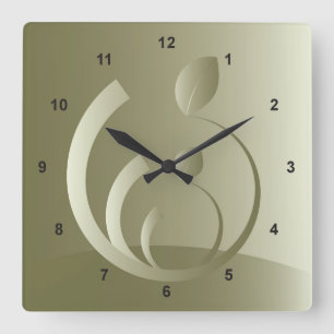 Reloj Cuadrado hojas de oro nuevas