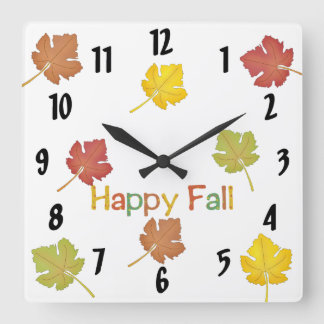 Reloj Cuadrado Hojas de otoño felices