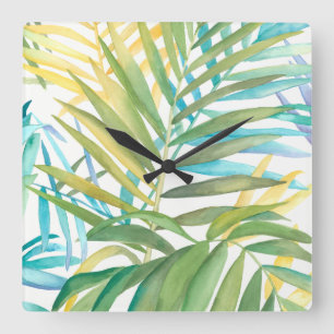 Reloj Cuadrado Hojas de palma tropicales