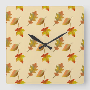Reloj Cuadrado Hojas de roble acogedoras de arce de otoño