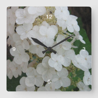 Reloj Cuadrado Hojas de roble silvestre Hydrangea Wall Clock