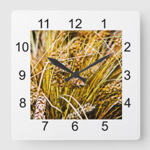 Reloj Cuadrado Hojas De Trigo - Gracias