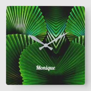 Reloj Cuadrado Hojas de ventilador abstractas personalizadas