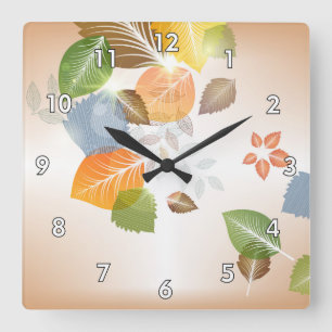 Reloj Cuadrado Hojas otoñales de Cute Pastel
