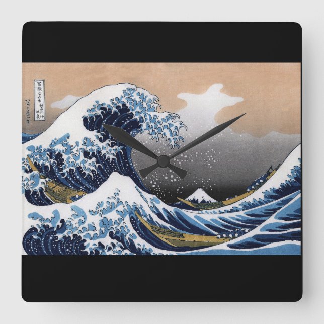 Reloj Cuadrado Hokusai , “ The Great Wave off Kanagawa ” (Anverso)