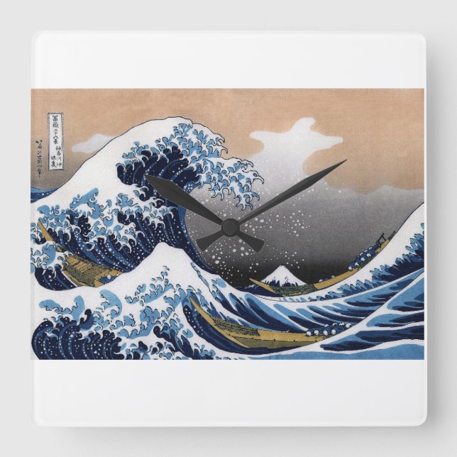 Reloj Cuadrado Hokusai , “ The Great Wave off Kanagawa ” (Anverso)