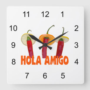 Reloj Cuadrado Hola Amigo
