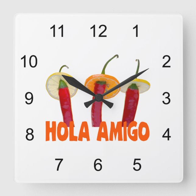 Reloj Cuadrado Hola Amigo (Anverso)