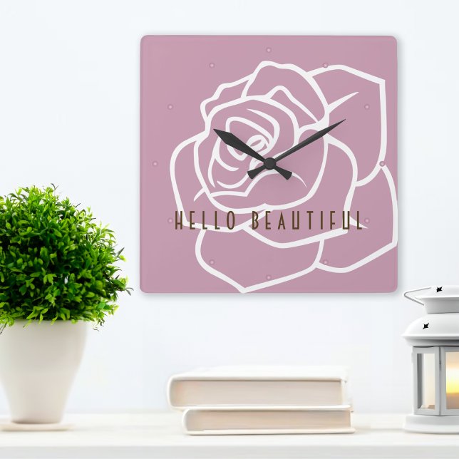 Reloj Cuadrado Hola hermosa - Rosa rosa de Moda moderna (Subido por el creador)