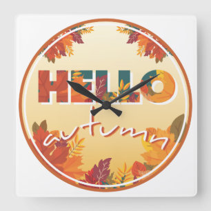 Reloj Cuadrado Hola otoño