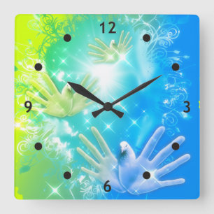 Reloj Cuadrado holiES - Flying Hands Pigeons ART