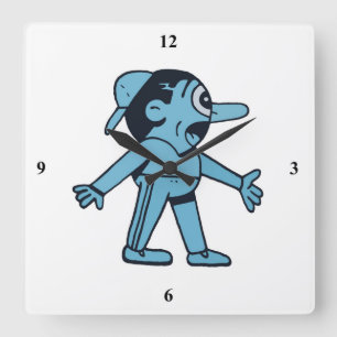 Reloj Cuadrado Hombre Azul camina perro.