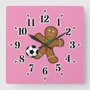 Reloj Cuadrado Hombre de jengibre jugando al fútbol