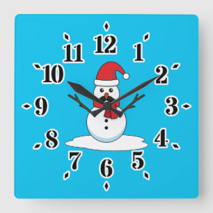 Reloj Cuadrado Hombre de nieve gracioso con bigote y garrapata