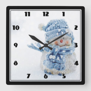Reloj Cuadrado Hombre de nieve lindo en Navidades de fotografía 