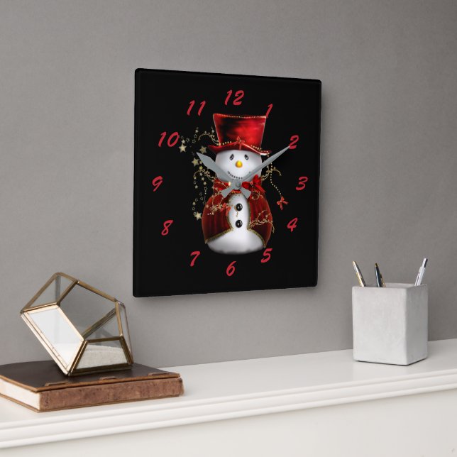 Reloj Cuadrado Hombre de nieve malhumorado en Navidades de tercio (Oficina)