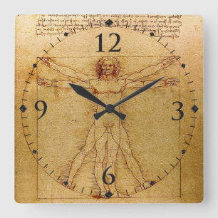 Reloj Cuadrado Hombre de Vitruvian de Leonardo da Vinci