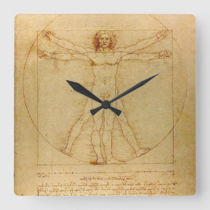 Reloj Cuadrado Hombre de Vitruvio de Leonardo Da Vinci