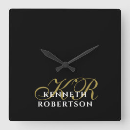 Reloj Cuadrado Hombres minimalistas modernos de oro con monograma