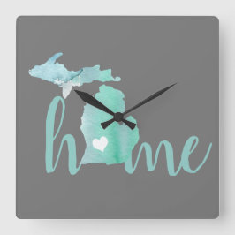 Reloj Cuadrado Home State Is Michigan Silhouette
