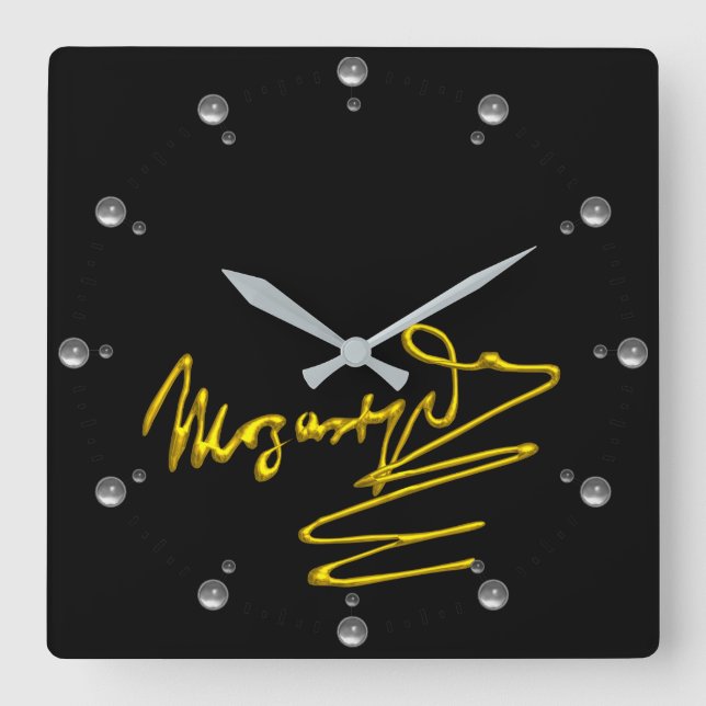 Reloj Cuadrado HOMENAJE A MOZART Gold Signature De Composer Negro (Anverso)