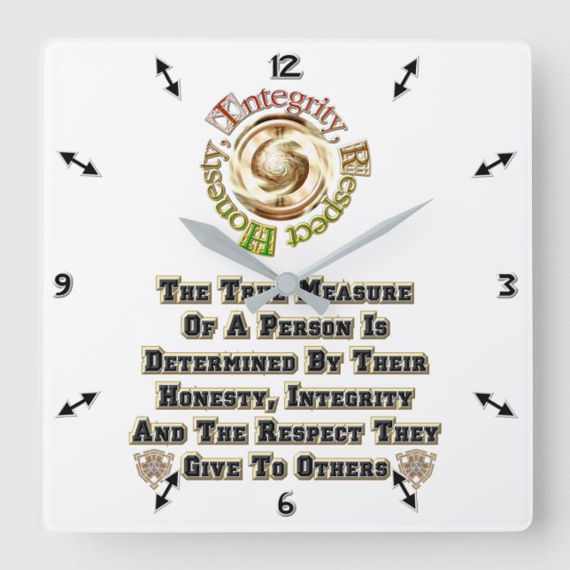 Reloj Cuadrado Honestidad Integridad Respeto MXT (Anverso)