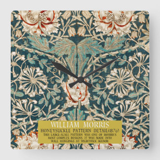 Reloj Cuadrado Honeysuckle Pattern - Design of William Morris