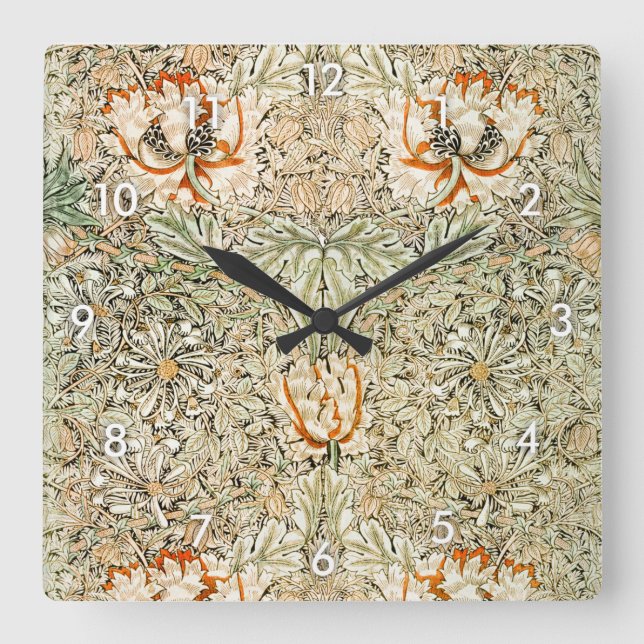 Reloj Cuadrado Honeysuckle, William Morris (Anverso)