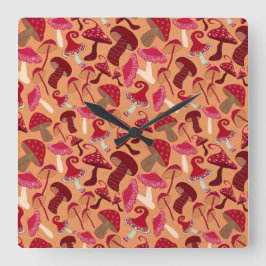Reloj Cuadrado Hongos Cute