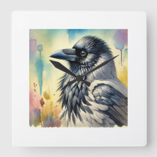 Reloj Cuadrado Hooded Crow in a Serene Landscape 260824AREF151 - 