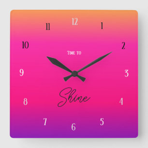 Reloj Cuadrado Hora de Brillar – Gradiente de Puesta de Sol Audaz
