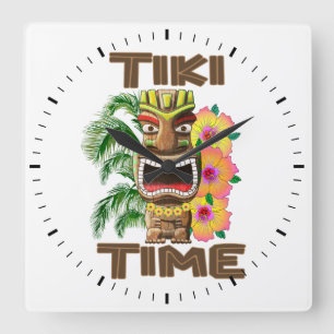 Reloj Cuadrado Hora de Hawaii Luau Tiki