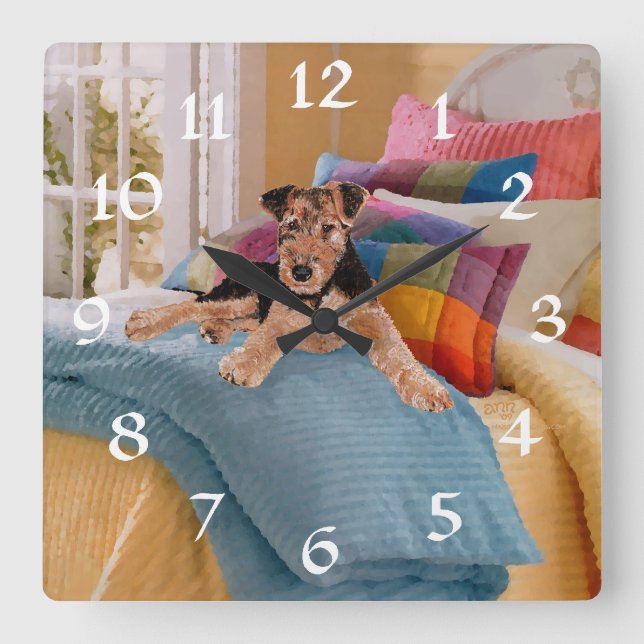 Reloj Cuadrado Hora de la siesta para cachorro (Anverso)