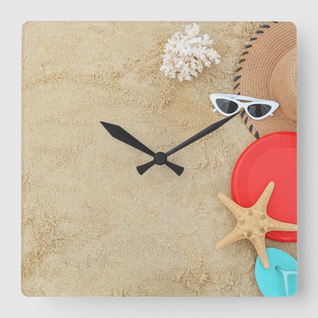 Reloj Cuadrado Hora de playa (Anverso)