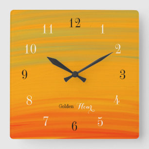 Reloj Cuadrado Hora Dorada – Gradiente de Atardecer