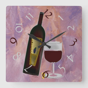 Reloj Cuadrado Hora para el vidrio de vino