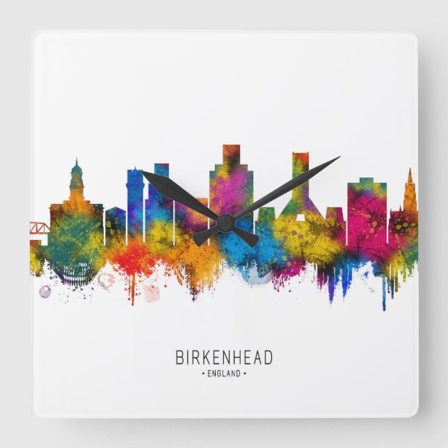 Reloj Cuadrado Horizonte de Birkenhead Inglaterra (Anverso)