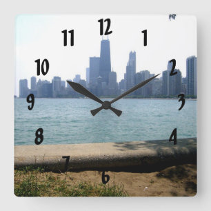 Reloj Cuadrado Horizonte de Chicago