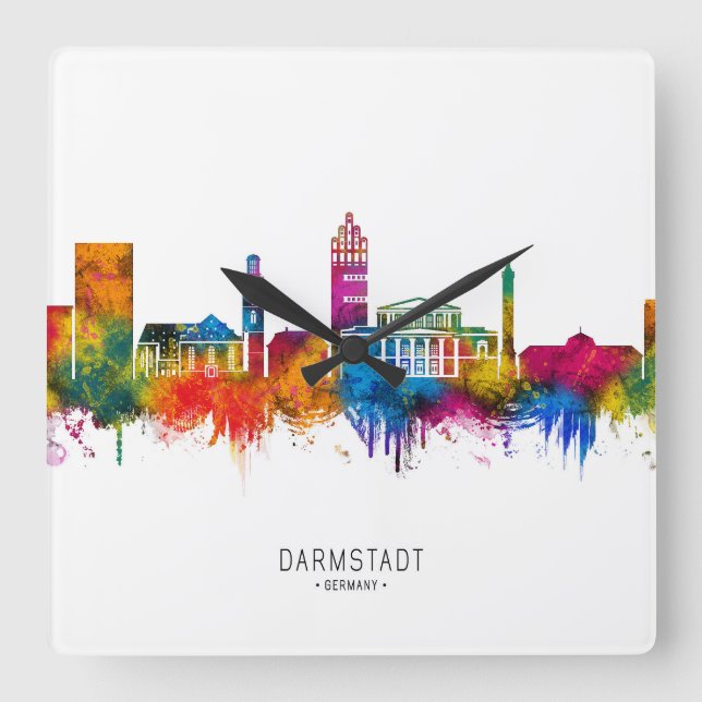 Reloj Cuadrado Horizonte de Darmstadt Alemania (Anverso)