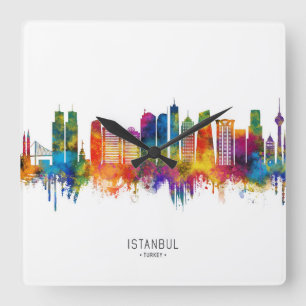 Reloj Cuadrado Horizonte de Estambul Turquía