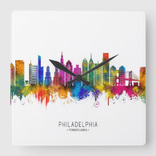 Reloj Cuadrado Horizonte de Filadelfia Pensilvania