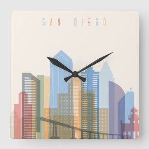 Reloj Cuadrado Horizonte de la ciudad de San Diego