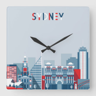 Reloj Cuadrado Horizonte de la ciudad de Sydney Australia