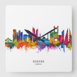Reloj Cuadrado Horizonte de Manama Bahréin